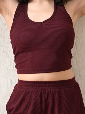  Women’s Halter Neck Backless Co-ord Set (100% Cotton)