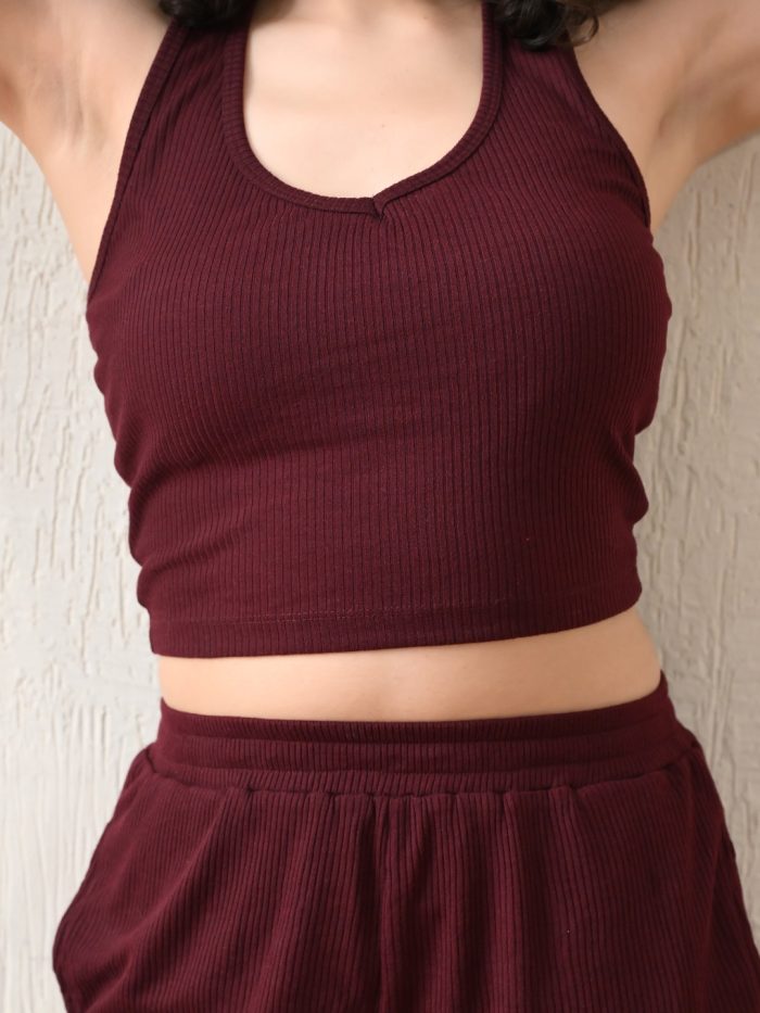  Women’s Halter Neck Backless Co-ord Set (100% Cotton)
