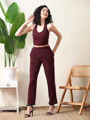  Women’s Halter Neck Backless Co-ord Set (100% Cotton)
