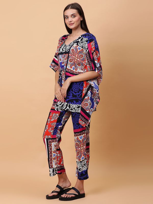 Boho Print Rayon Night Suit Set