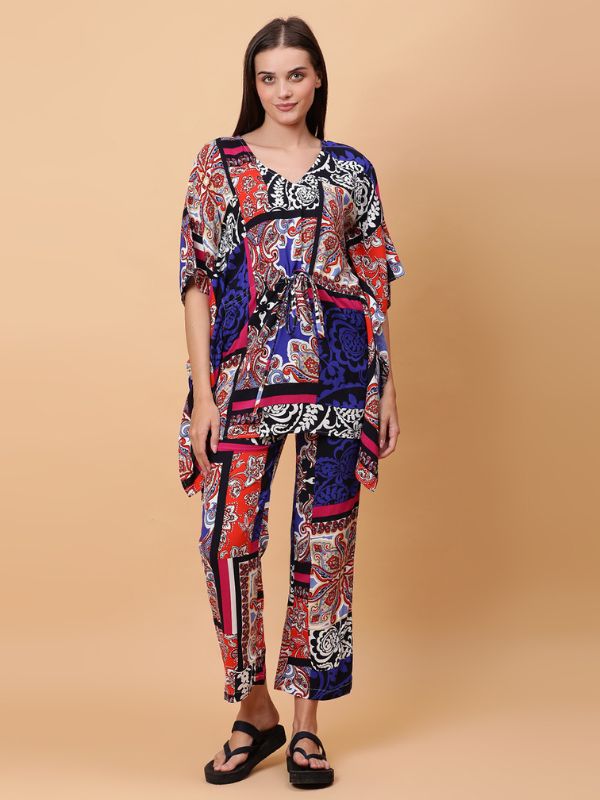 Boho Print Rayon Night Suit Set